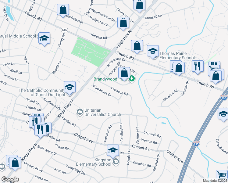 map of restaurants, bars, coffee shops, grocery stores, and more near 43 South Syracuse Drive in Cherry Hill