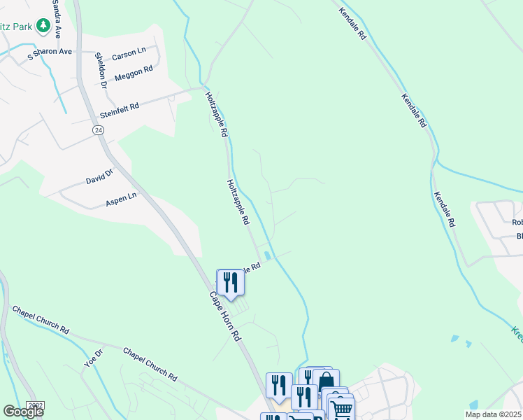 map of restaurants, bars, coffee shops, grocery stores, and more near 150 Hillstream Road in Red Lion