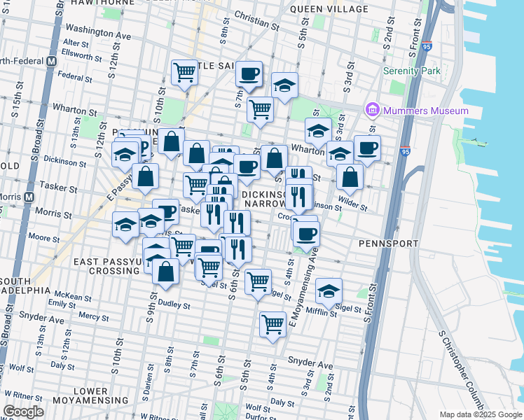 map of restaurants, bars, coffee shops, grocery stores, and more near 509 Cross Street in Philadelphia
