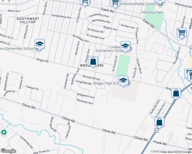 map of restaurants, bars, coffee shops, grocery stores, and more near 2732 Briggs Road in Columbus