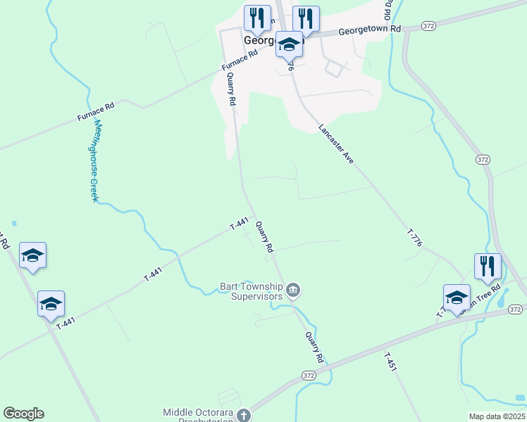 map of restaurants, bars, coffee shops, grocery stores, and more near 118 Quarry Road in Quarryville