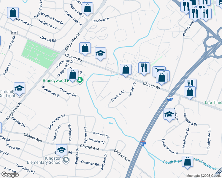 map of restaurants, bars, coffee shops, grocery stores, and more near 20 South Church Road in Maple Shade