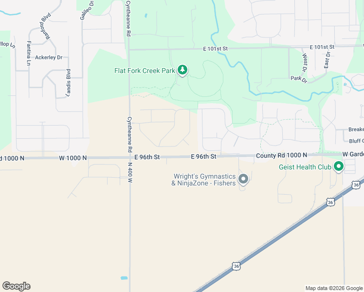 map of restaurants, bars, coffee shops, grocery stores, and more near 16112 Lavina Lane in Fishers