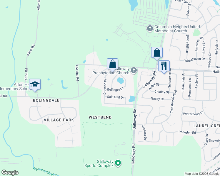 map of restaurants, bars, coffee shops, grocery stores, and more near 997 Okatie Drive in Galloway