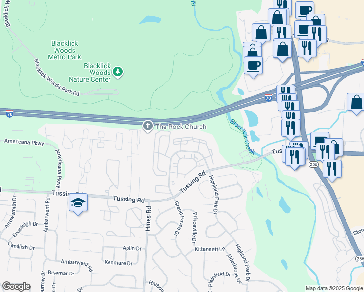 map of restaurants, bars, coffee shops, grocery stores, and more near 2456 Prendergast Place in Reynoldsburg