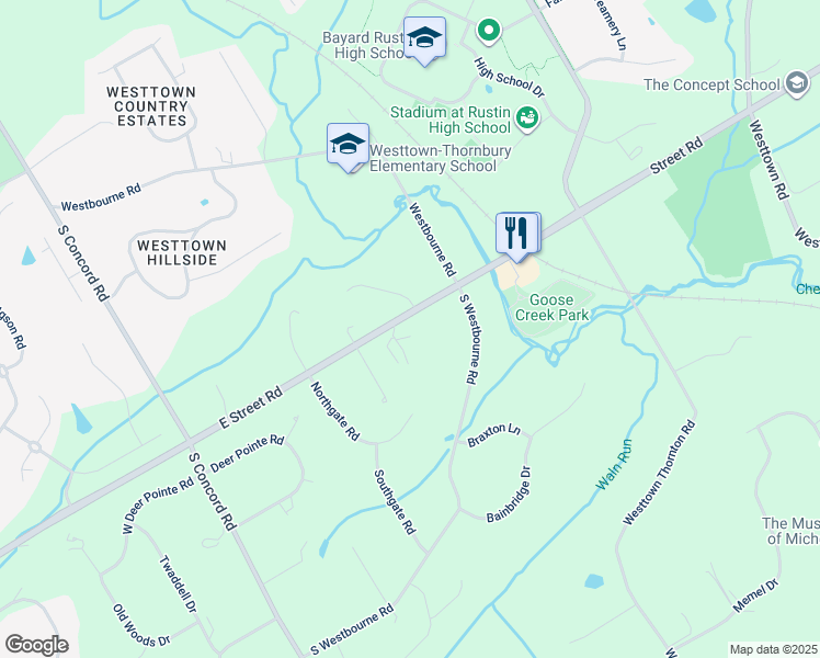 map of restaurants, bars, coffee shops, grocery stores, and more near 758 West Chester Road in West Chester
