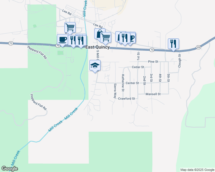 map of restaurants, bars, coffee shops, grocery stores, and more near 1962 Center Street in Quincy