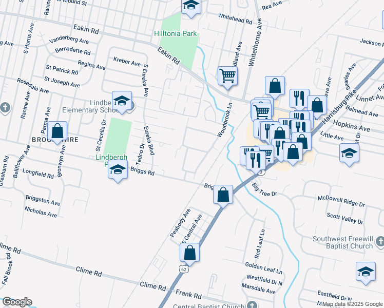 map of restaurants, bars, coffee shops, grocery stores, and more near 2367 Woodbrook Circle South in Columbus