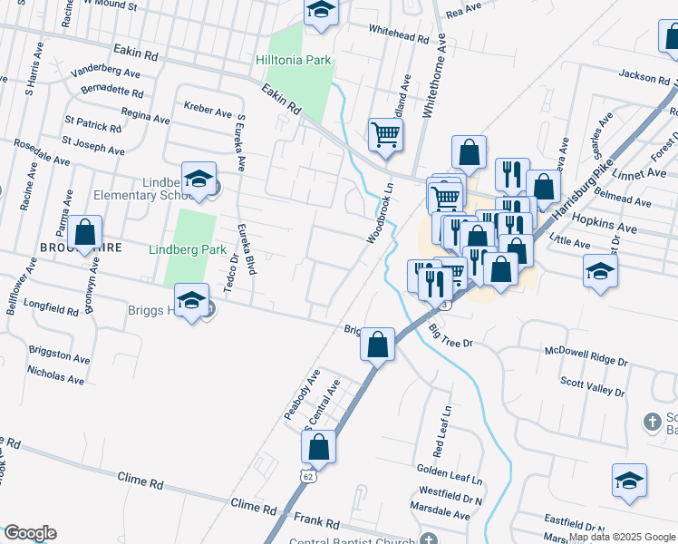 map of restaurants, bars, coffee shops, grocery stores, and more near 2367 Woodbrook Circle South in Columbus