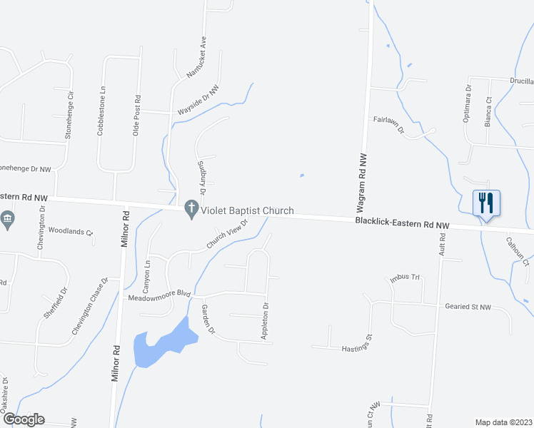 map of restaurants, bars, coffee shops, grocery stores, and more near 8002 Blacklick-Eastern Road Northwest in Pickerington