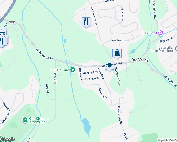 map of restaurants, bars, coffee shops, grocery stores, and more near 2525 Cranbrook Drive in York