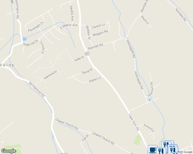 map of restaurants, bars, coffee shops, grocery stores, and more near 933 Aspen Lane in Red Lion