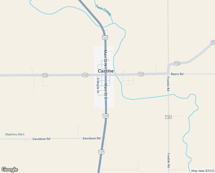 map of restaurants, bars, coffee shops, grocery stores, and more near 116 Main Street North in Arcanum