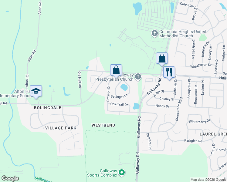 map of restaurants, bars, coffee shops, grocery stores, and more near 997 Okatie Drive in Galloway
