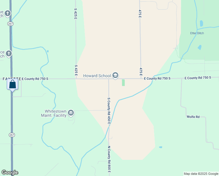 map of restaurants, bars, coffee shops, grocery stores, and more near 7728 450 East in Brownsburg
