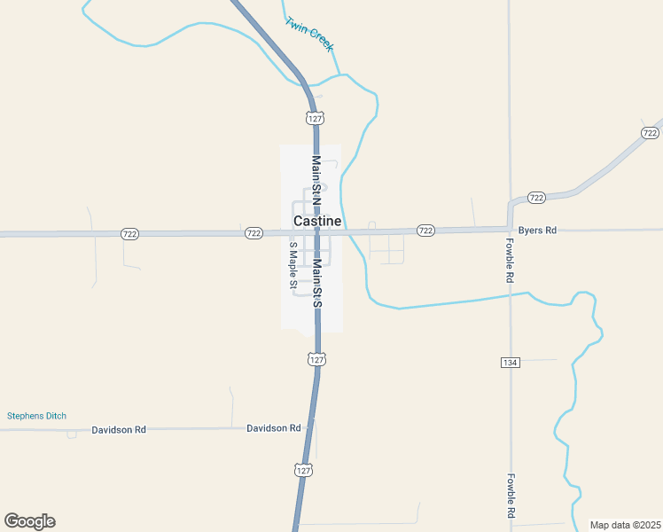 map of restaurants, bars, coffee shops, grocery stores, and more near 116 Main Street North in Arcanum
