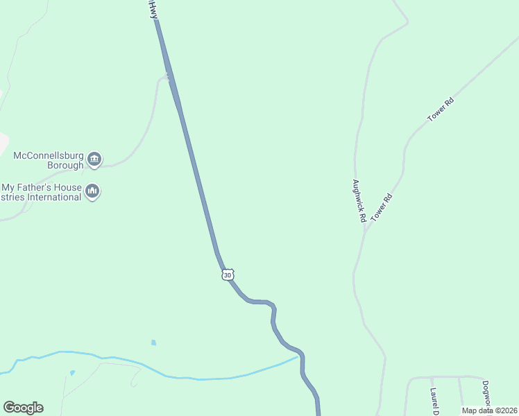 map of restaurants, bars, coffee shops, grocery stores, and more near Lincoln Highway in McConnellsburg