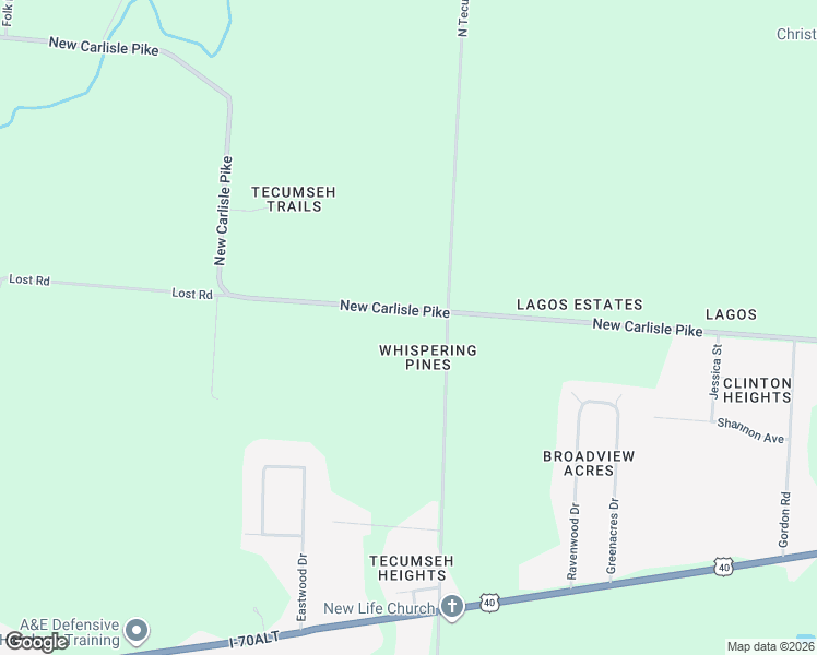 map of restaurants, bars, coffee shops, grocery stores, and more near 5549 New Carlisle Pike in Springfield