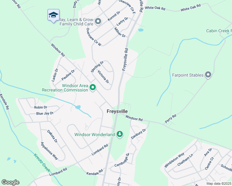 map of restaurants, bars, coffee shops, grocery stores, and more near 2560 Freysville Road in Red Lion