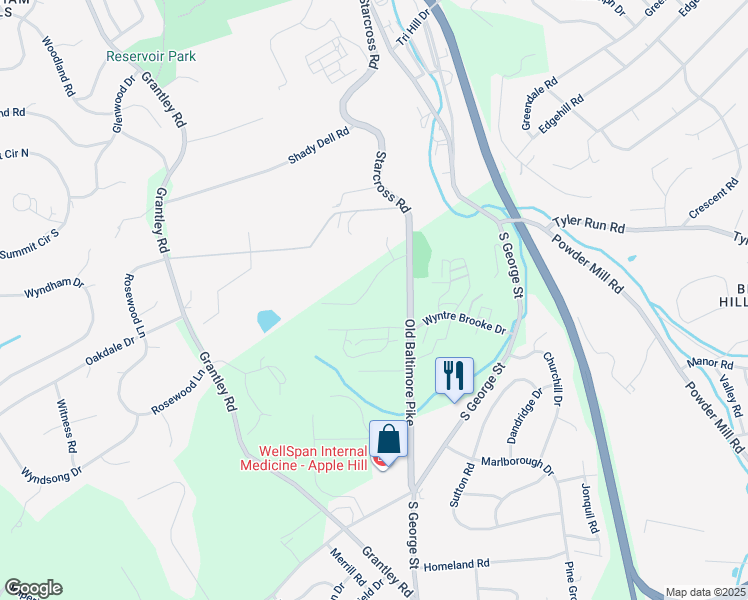map of restaurants, bars, coffee shops, grocery stores, and more near 440 Chestnut Lane in York