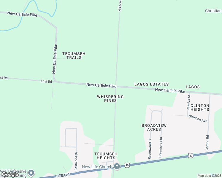 map of restaurants, bars, coffee shops, grocery stores, and more near 5549 New Carlisle Pike in Springfield