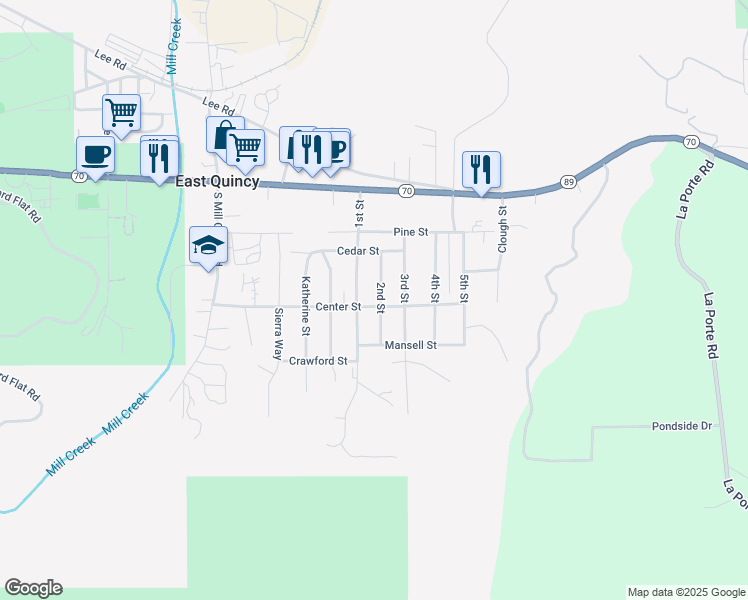 map of restaurants, bars, coffee shops, grocery stores, and more near 200-220 1st Street in Quincy