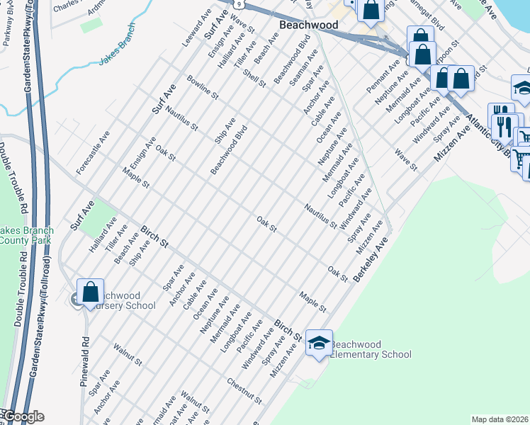 map of restaurants, bars, coffee shops, grocery stores, and more near 1052 Windward Avenue in Beachwood