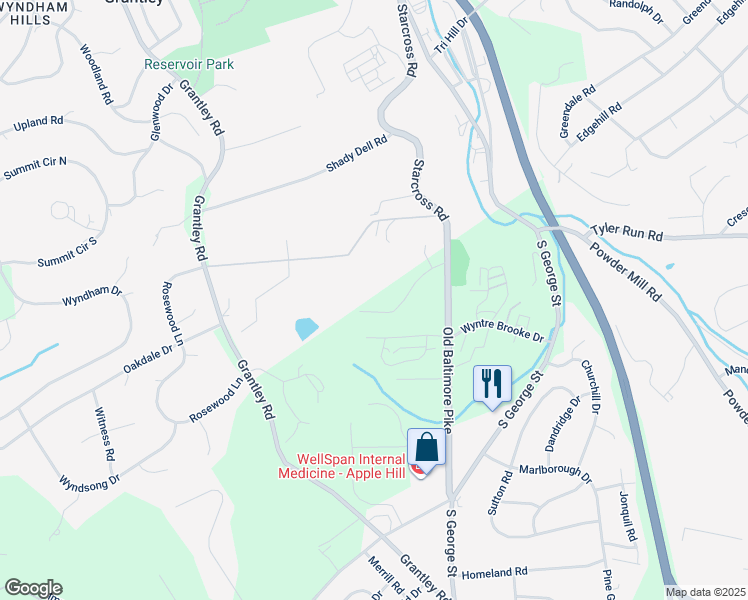 map of restaurants, bars, coffee shops, grocery stores, and more near 465 Chestnut Lane in York