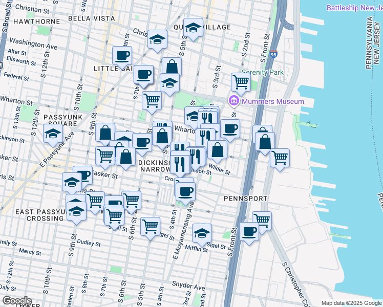 map of restaurants, bars, coffee shops, grocery stores, and more near 324 Reed Street in Philadelphia