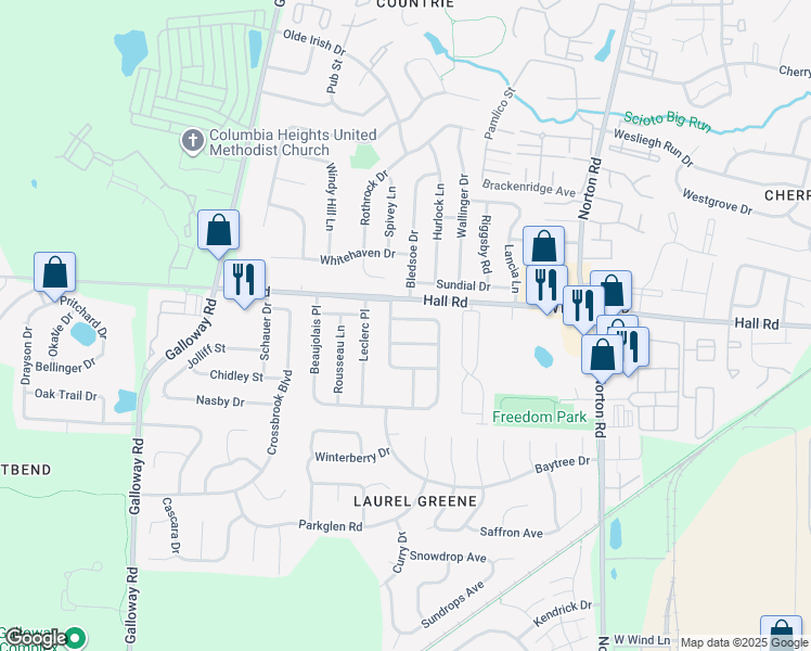 map of restaurants, bars, coffee shops, grocery stores, and more near 5785 Chase Run in Galloway