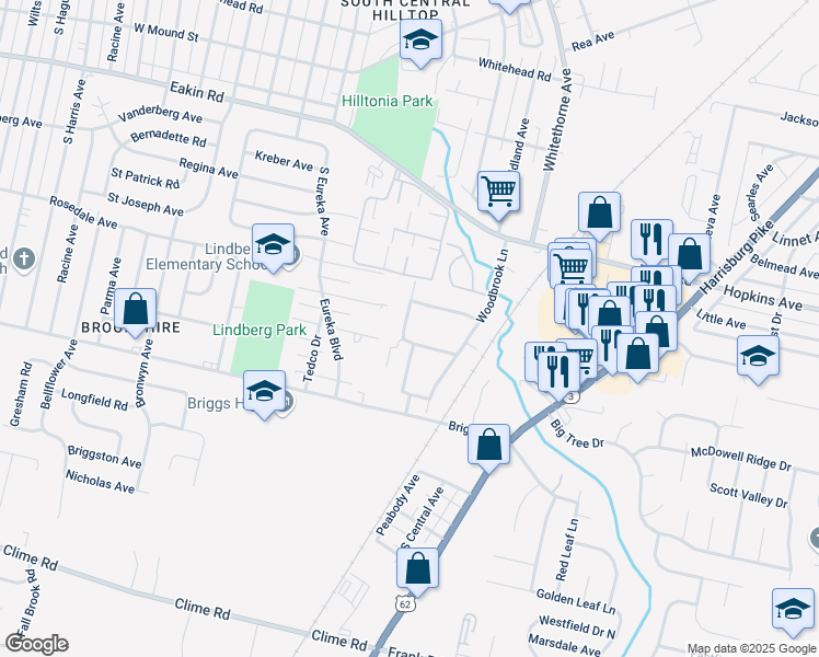 map of restaurants, bars, coffee shops, grocery stores, and more near 2367 Woodbrook Circle South in Columbus