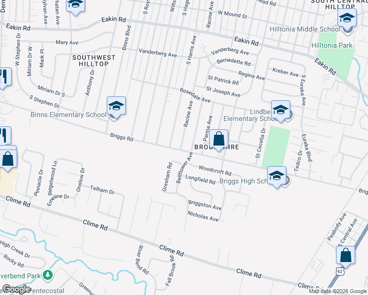 map of restaurants, bars, coffee shops, grocery stores, and more near 2920 North Gresham Road in Columbus