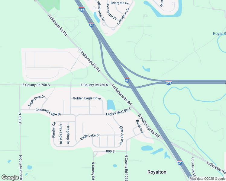 map of restaurants, bars, coffee shops, grocery stores, and more near Interstate 865 in Zionsville