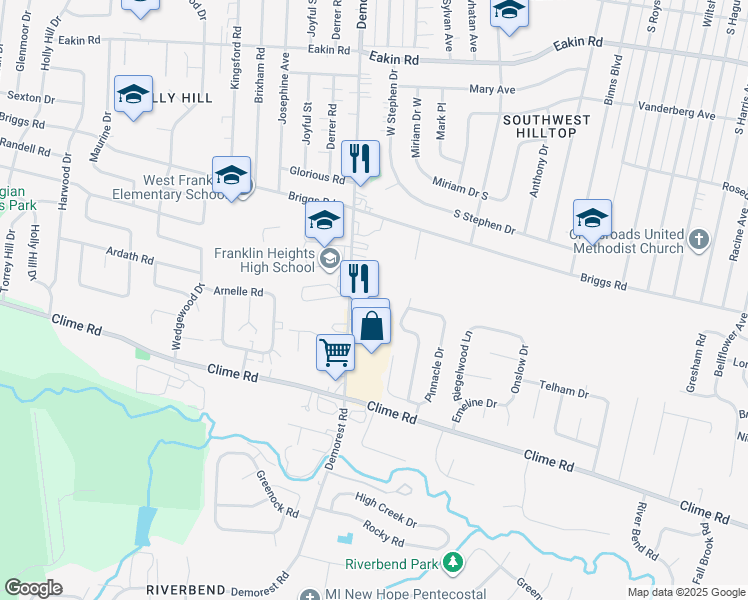 map of restaurants, bars, coffee shops, grocery stores, and more near 1112 Demorest Road in Columbus