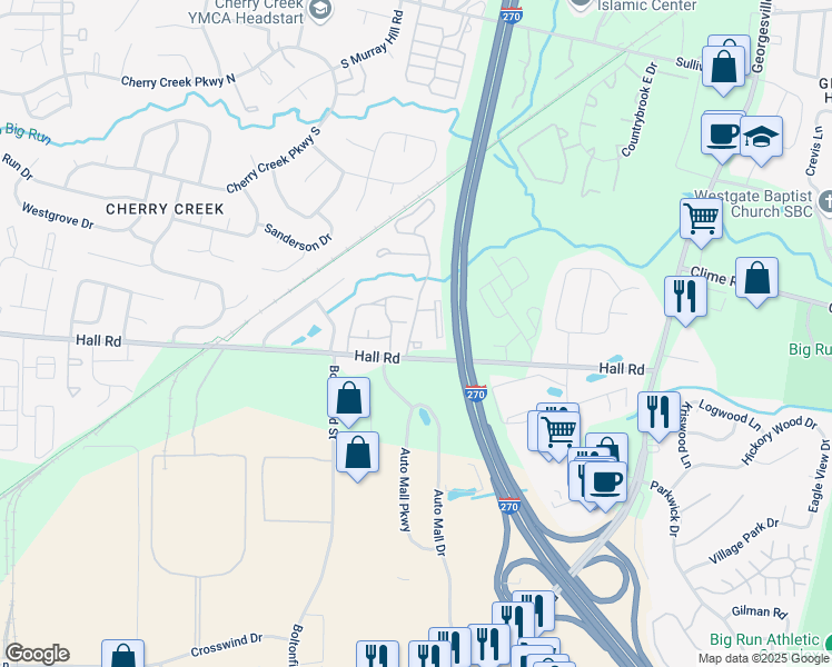 map of restaurants, bars, coffee shops, grocery stores, and more near 1006 Regentshire Drive in Columbus