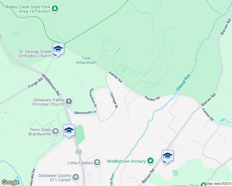 map of restaurants, bars, coffee shops, grocery stores, and more near 28 Carriage Drive in Media