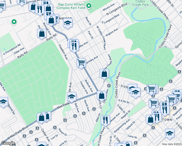 map of restaurants, bars, coffee shops, grocery stores, and more near 830 Laurel Road in Yeadon