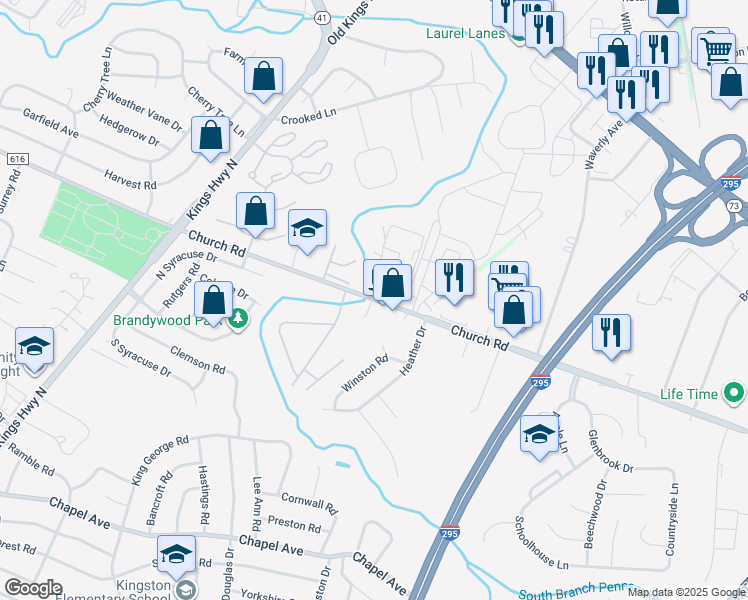 map of restaurants, bars, coffee shops, grocery stores, and more near 21 Church Rd in Maple Shade