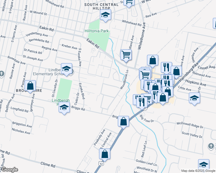 map of restaurants, bars, coffee shops, grocery stores, and more near 2362A Woodbrook Circle North in Columbus