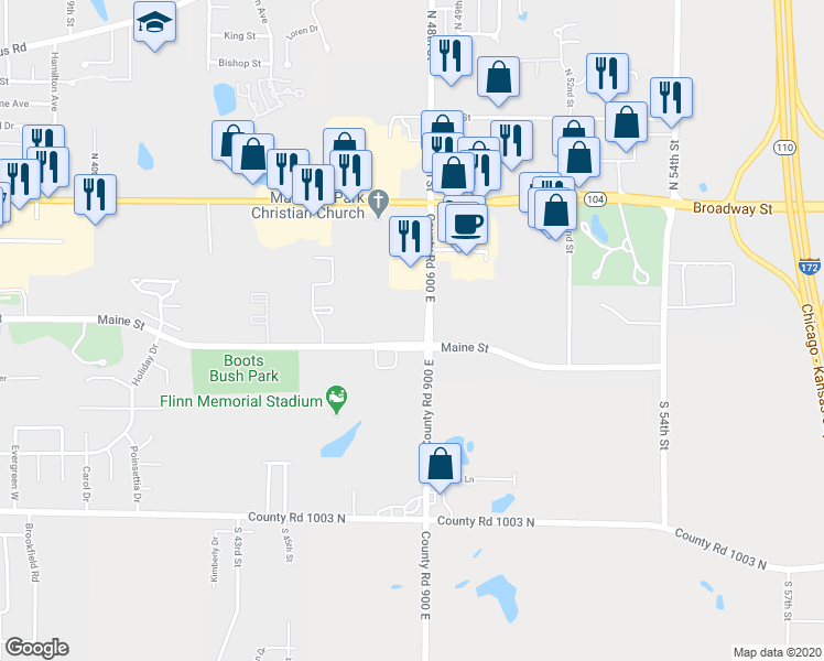 map of restaurants, bars, coffee shops, grocery stores, and more near 101 North 48th Street in Quincy