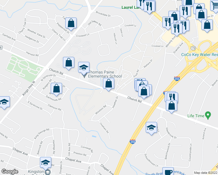 map of restaurants, bars, coffee shops, grocery stores, and more near 114 Cropwell Drive in Maple Shade