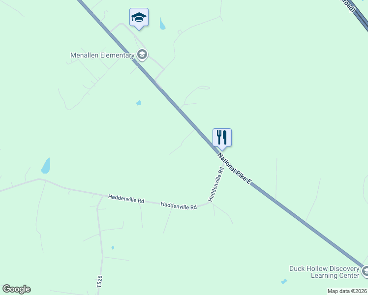 map of restaurants, bars, coffee shops, grocery stores, and more near 7624 National Pike East in Uniontown