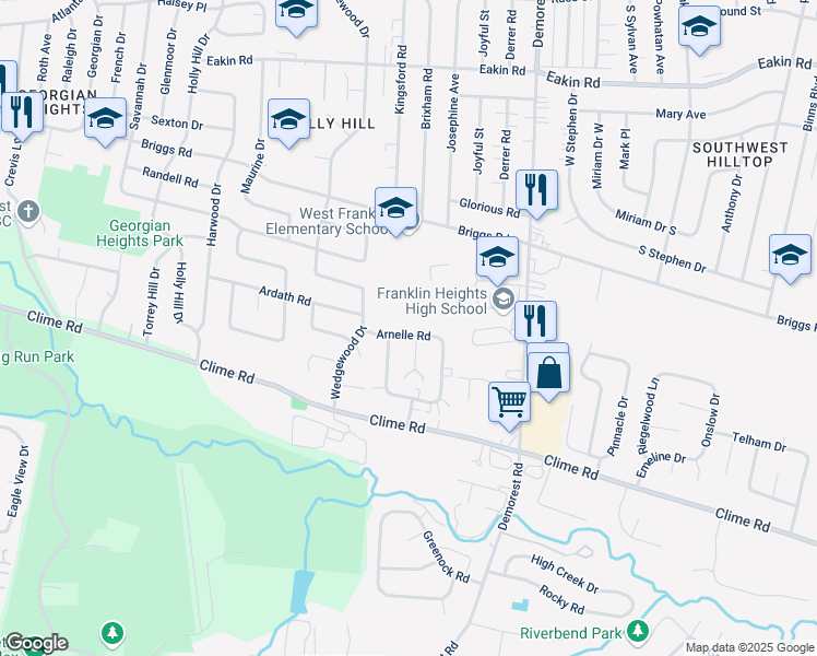 map of restaurants, bars, coffee shops, grocery stores, and more near 3696-3698 Arnelle Court in Columbus