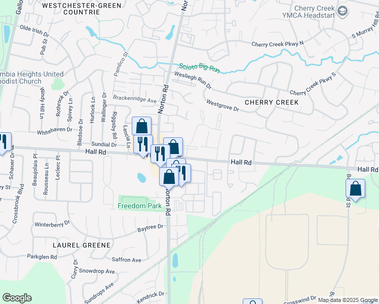 map of restaurants, bars, coffee shops, grocery stores, and more near 988 Muirwood Village Drive in Columbus