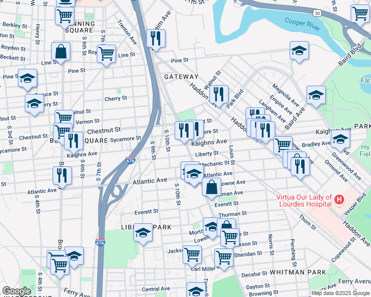 map of restaurants, bars, coffee shops, grocery stores, and more near in Camden