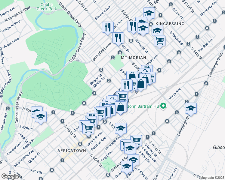 map of restaurants, bars, coffee shops, grocery stores, and more near in Philadelphia