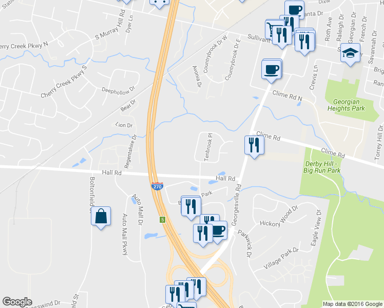 map of restaurants, bars, coffee shops, grocery stores, and more near 1037 Rowland Avenue in Columbus