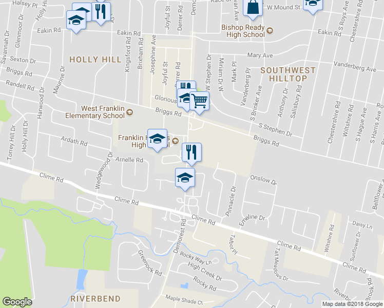 map of restaurants, bars, coffee shops, grocery stores, and more near 1106 Demorest Road in Columbus