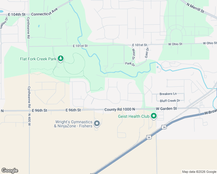 map of restaurants, bars, coffee shops, grocery stores, and more near Alzada Drive in Fishers