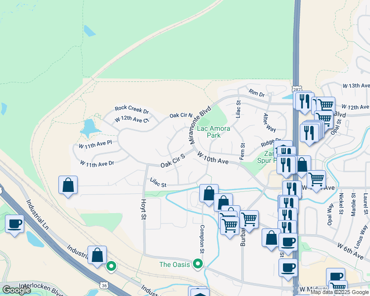 map of restaurants, bars, coffee shops, grocery stores, and more near 2938 West 11th Avenue Circle in Broomfield